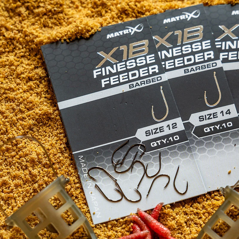 Matrix X1B Finesse Feeder Barbed Spade End Hooks